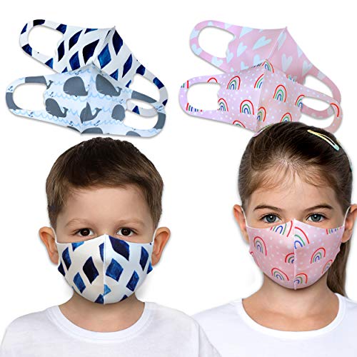 Kid's Unisex Multi Design Fashion Protective Face_Mask Bandanas Covering Gear Washable Reusable (Pack of 4 KM43, 46, 54,41)