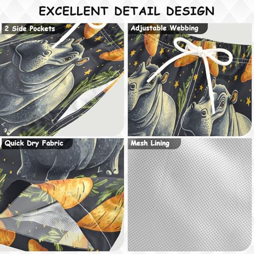 Boys Swim Trunks Size 8 Hippo Among Carrots Stars Kids Swimsuits Boys Swimming Trunks,M4