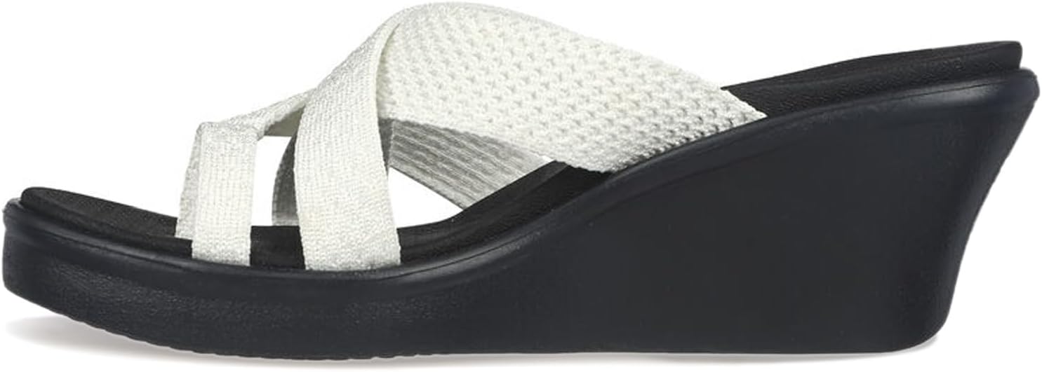 Skechers Women's Rumble ON-Heat Maze Wedge Sandal, White, 9
