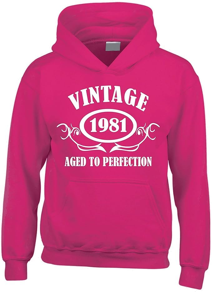 Sweat à capuche Vintage 1981 rose pour rester stylé sans avoir froid en taille S