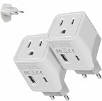 Ceptics European, Egypt Travel Adapter Plug with Dual USB - Type C - Europe - USA Input - Light Weight - Perfect for Cell Phones, Chargers, Cameras and More - 2 Pack