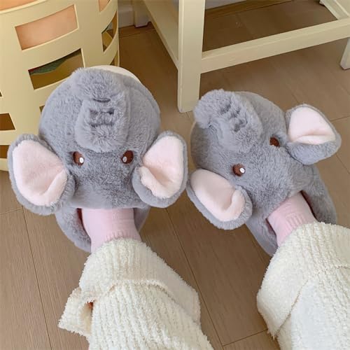 Elephant Cotton Slippers - Women's Fashionable and Cute Warm Plush Slip-Ons4