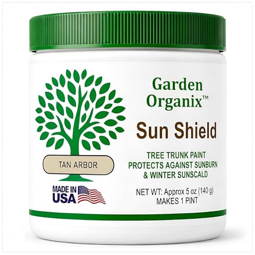 Garden Organix Sun Shield Tree Paint Sunburn Protection for Fruit Trees and Saplings 1 Pint (Tan Arbor Color) Made in the USA