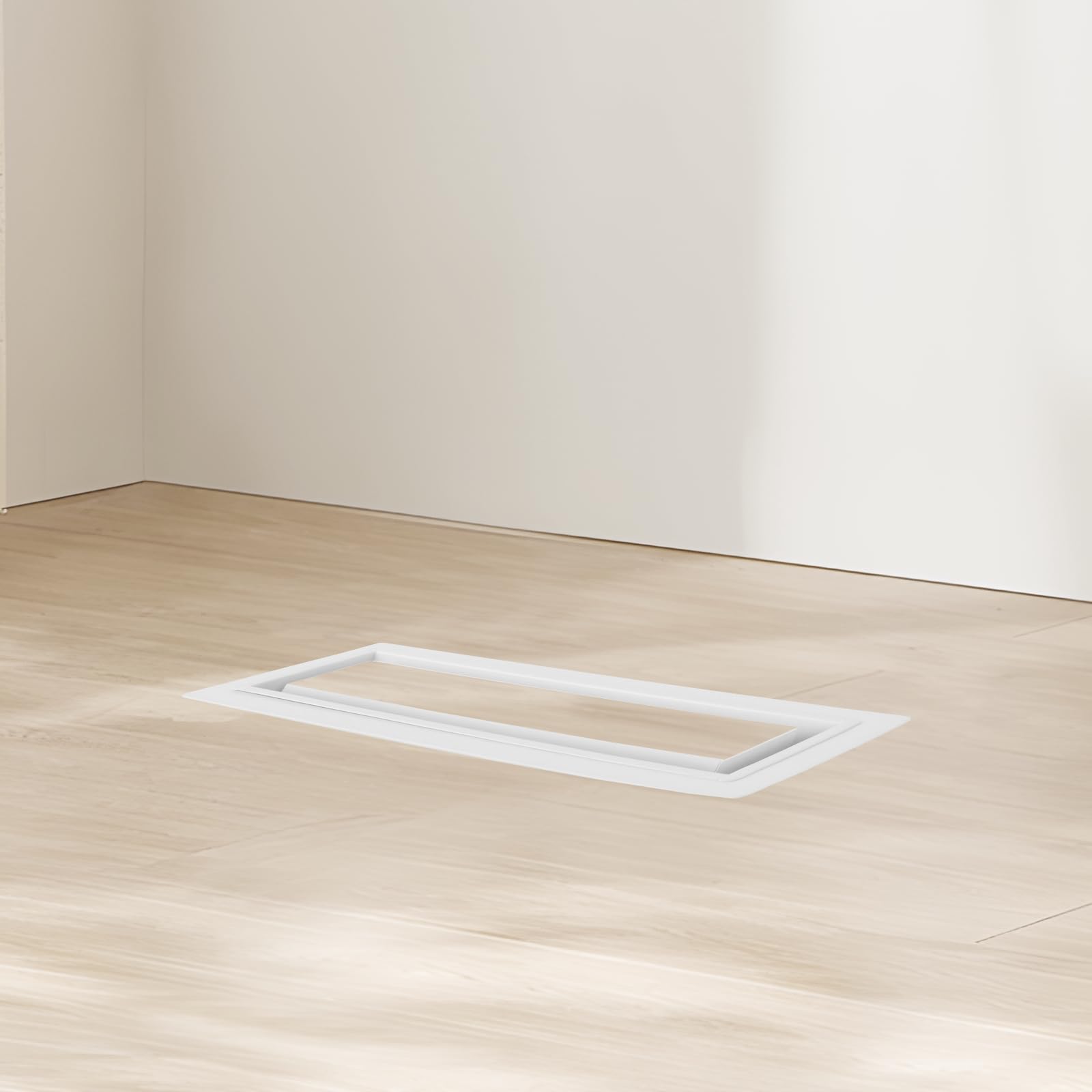 Zion - Registro de piso empotrado de 4 x 10 pulgadas, ventilación de aire moderna blanca para aire acondicionado y calefacción, acero inoxidable resistente