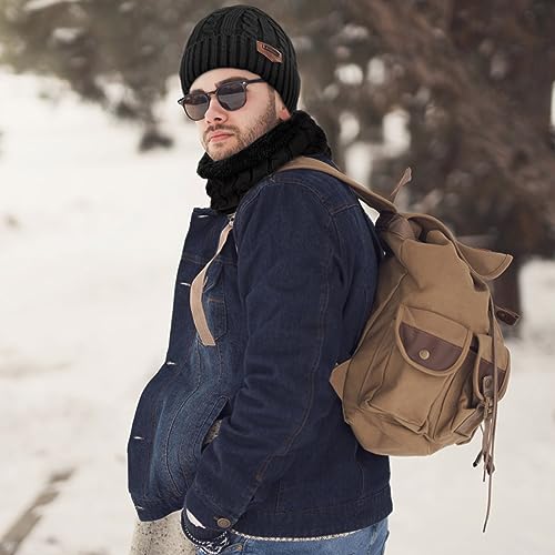 Image of Loritta Winter Hats for Men, 3 PCS Fleece Beanie Scarf Gloves Set