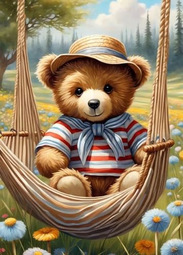 GLXPOG Diamond Painting Kits for Adults Cartoon Bear Diamond Art Cartoon DIY 5D Full Drill Crystal Painting Rhinestone Embroidery Art Crafts Home Wall Decor Gifts 30x40cm