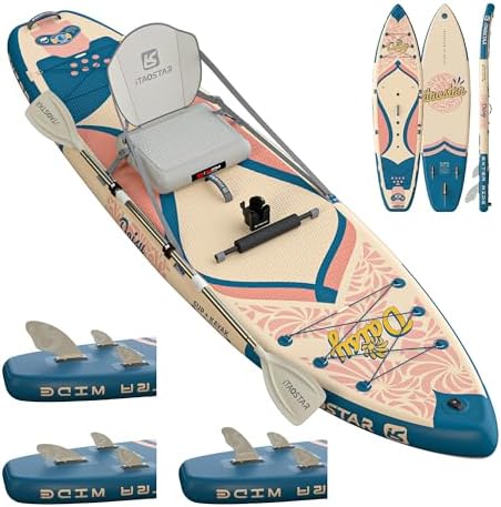 iTAOSTAR D03EP 34" Extra Wide Paddle Board for Better Balance, Inflatable Stand Up Paddle Board with Kayak Seat, Inflatable Paddle Boards for Adults of All Skill Levels with Premium SUP Accessories