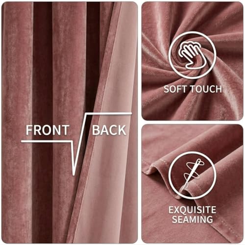 Image of Amazon Brand - Solimo Velvet Curtain Set of 2 (52x60 Inch) Plain Door & Window Curtains for Living Room & Bedroom |75% Light Blocking, Eyelet Curtains for Home Decor in Blush Color (4 feet x 5 feet)