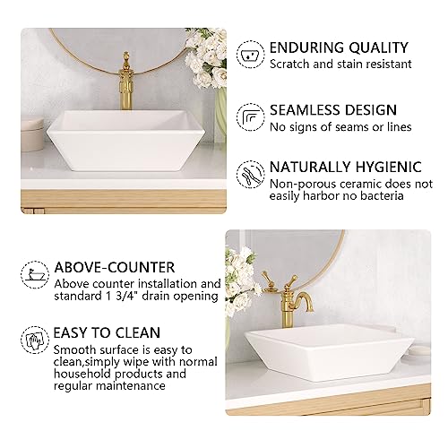 Deer Valley DV-1V022 Ace Bathroom Vessel Sink And Square White Ceramic Porcelain Counter Top Vanity Bowl Sink thumb #3