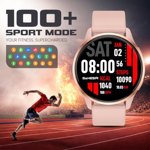 Image of GameSir Evo Vista Smartwatch, 1.39 inch HD Round Display, Bluetooth Calling, Heart Rate & SPO₂, 100+ Sports Modes, IP67, Long Battery Life for Men & Women (Pink)