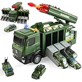 KADAYAYA Spielzeug für Militärfahrzeuge,32cm Militär-Spielzeug mit 8 Raketen,Militärspielzeug-LKW Set mit Lichtern & Geräuschen, Armeespielzeug für Jungen, Geschenk für Kinder ab 3 Jahren
