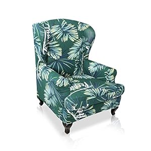 VanderHOME Wing Chair Cover, Wingback Armchair Cover High Stretch, Arm Chairs Wingback Chair Cover Slipcovers Sofa Covers, Furniture Protector for Sofa Couch Recliner Chair Green