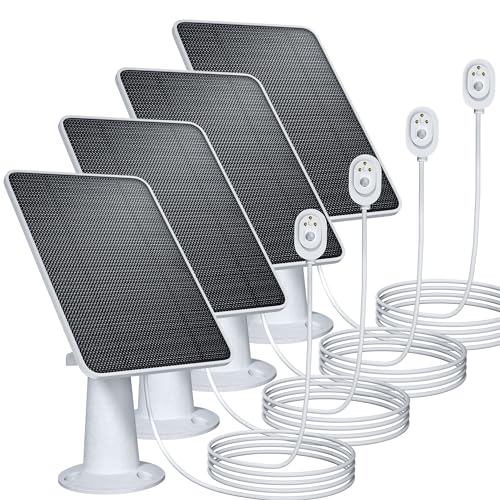 Upgraded Solar Panel Charging Compatible with Arlo Pro 4, Pro 3, Ultra 2, 4W Solar Panel with 9.8ft Charging Cable, IP65 Waterproof, Includes Secure Wall Mount, 4 Pack