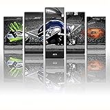 FJNS Leinwandbild Druck Super Bowl NFL Seattle Seahawks Fußball Sport Bild Wandkunst Kunstwerk Wohnkultur Poster Geschenke,B,40x60x240x80x240x100x1