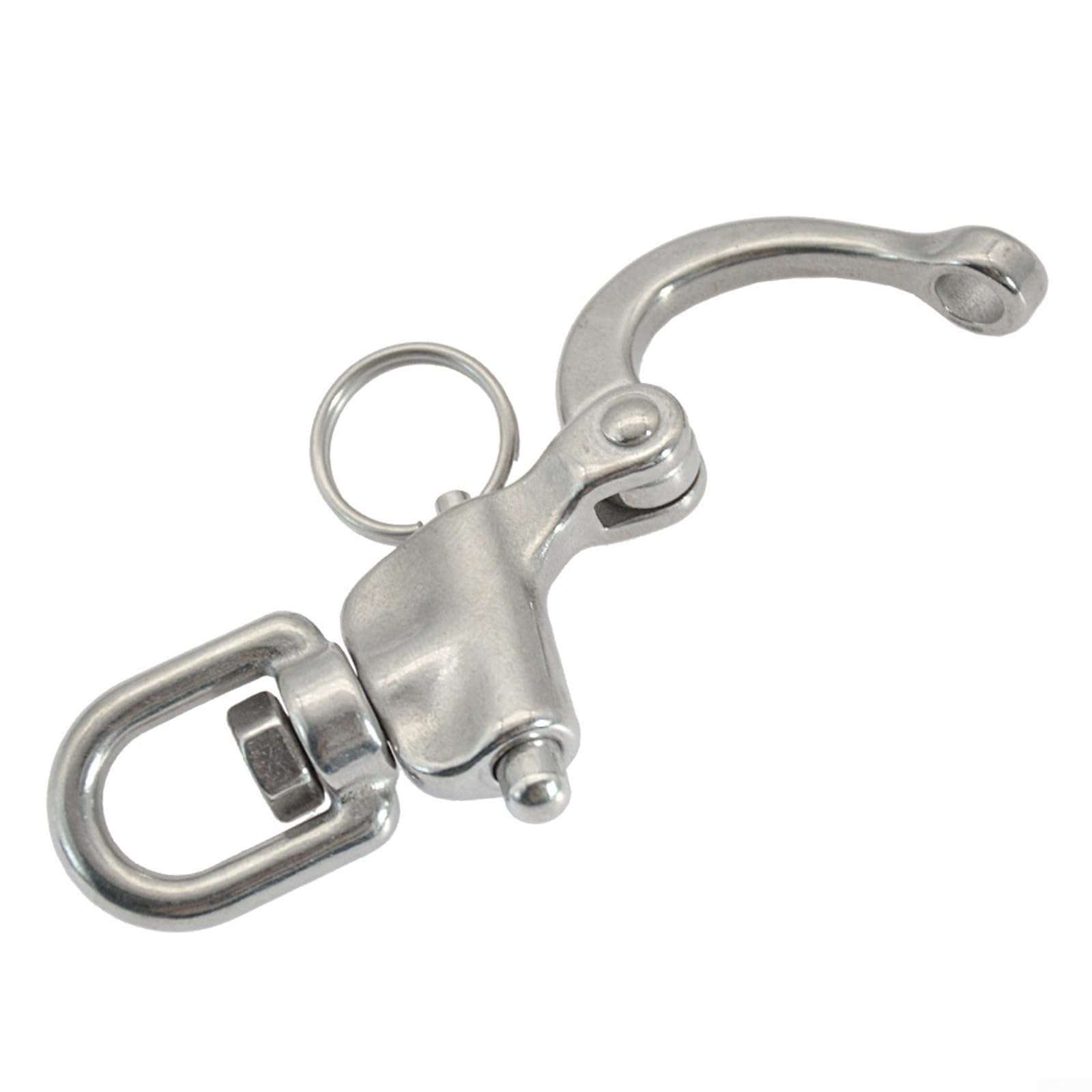 Stainless Steel Swivel Eye Snap Shackle 316 Marine Grade Quick Release Buckle for Diving Boat Rigging Outdoor Equipment 360° Rotation Spring Pin Design