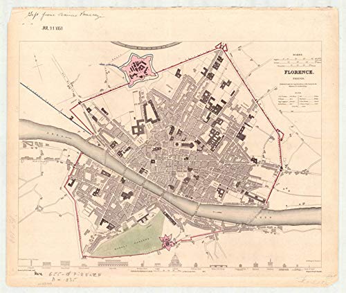 Amazon.co.jp: 歴史的な絵画地図：フィレンツェ、イタリア1835