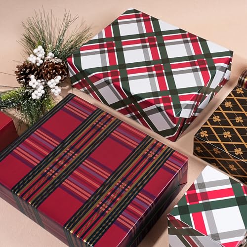 LaRibbons Reversible Christmas Wrapping Paper Red Black Plaid 17 In x 33 Ft - Image 5