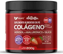 Colágeno Verisol + Ácido Hialurônico + Silício 200g Morango - Muwiz