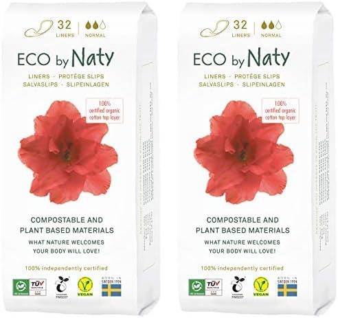 Eco by Naty Panty Liners Normal for Women – for Daily use, Thin Discreet and with Organic Cotton to Keep You Fresh (64 Count)