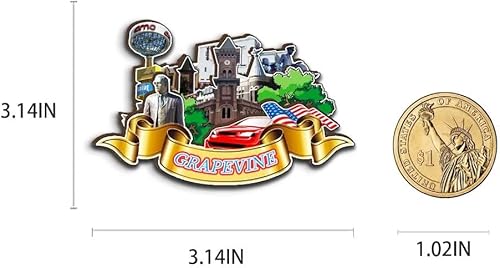 Miniatura 3 de Grapevine Texas USA - Imán de madera para nevera, monumentos 3D, recuerdos coleccionables, decoración hecha a mano, 2