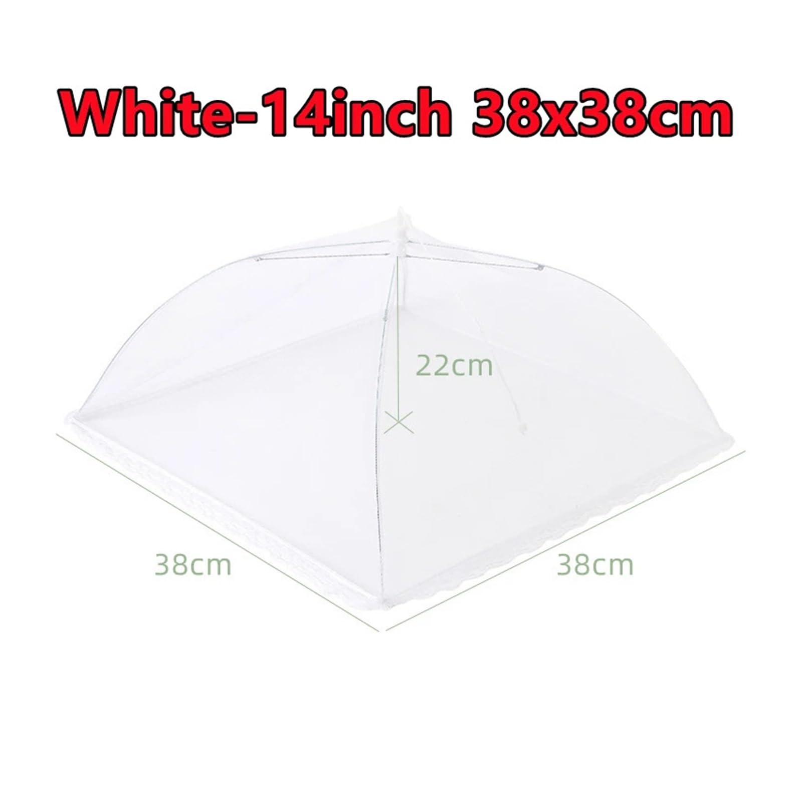 Netzabdeckung für Lebensmittel, Mesh-Lebensmittelabdeckung, faltbar, for Küche, Regenschirm, Netz, Picknick, 30,5–45,7 cm(White-14inch 38x38cm)