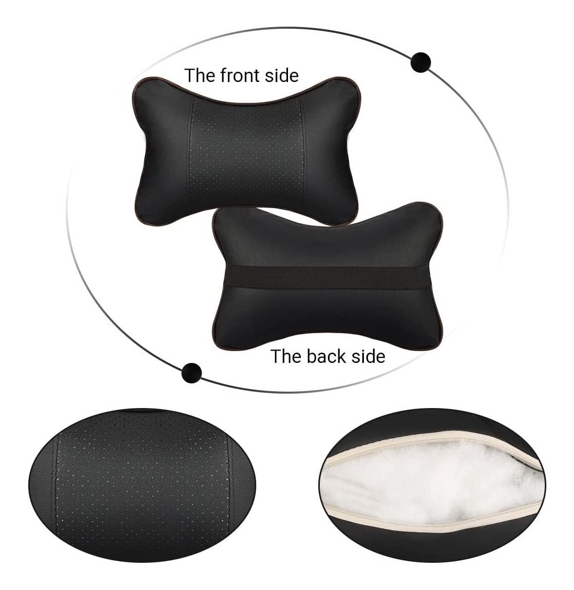 1 Pieza de Almohadas para el Cuello del Coche Protector de Soporte para la Cabeza de Cuero de la PU Negro/Rojo Cojín del Respaldo del reposacabezas Universal Apto para Todos los vehículos (
