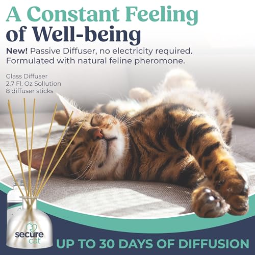 Image of SIGNS SecureCat Calming Diffuser for Supporting Calm and Well-Being to Help Relieve Any Feeling of Anxiety or Stress, Cat Pheromone Passive Stick Diffuser Home Starter Kit