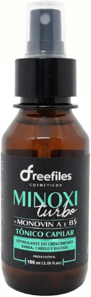 Freefiles Minoxi Turbo 100ml Tônico Capilar Tratamento Antiqueda Homens e Mulheres Crescimento Cabelo Barba e Bigode