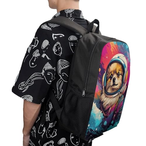 Sac à dos décontracté imprimé 3D motif Space Pup original de 17"