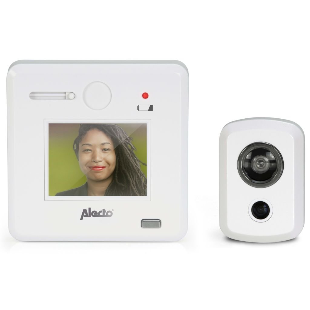 Alecto DC-700 Digitaler Türspion - elektronischer Türspion mit Kamera und Monitor - einfache Installation - Batteriebetrieben - 120° Blickwinkel - Türstärke 30-65mm - weiß