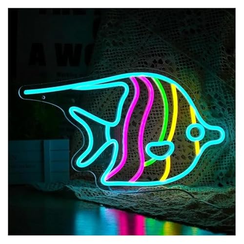 Néon poisson papillon pour illuminer et décorer une vitrine de magasin