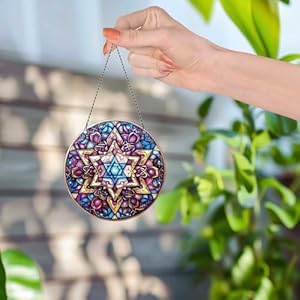 Jewish Star of David Ornaments Acrylic Window Hanging Gifts for Hanukkah Lovers Jewish Star of David Gifts for Women Men Jewish Star of David Decor Jewish Star of David Christmas Decorations