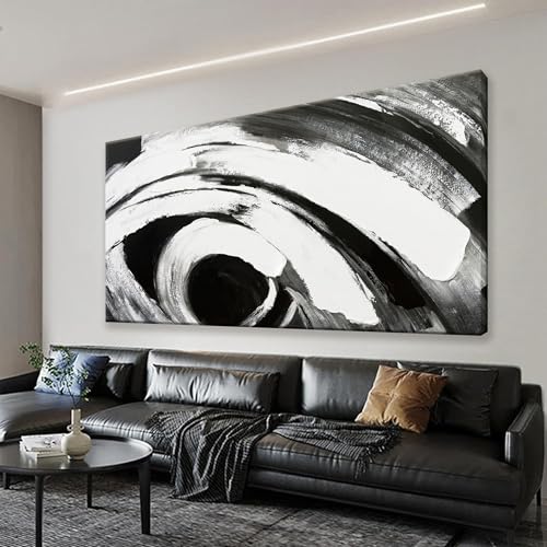 Tableau abstrait noir et blanc toile moderne décoration murale
