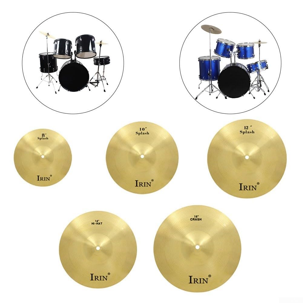 Juego de platillos de tambor, 8, 10, 12, 14, 16 pulgadas, platillos de latón para salpicaduras, platillos de viaje Hi-Hat para kit de batería, piezas de instrumentos musicales de percusión (16