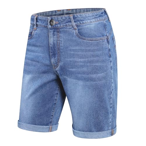 ZOXOZ Pantalones Cortos Vaqueros Hombre Clásicos Verano Estilo Casual Cintura Elástica Bolsillos Jeans Cómodos Moda Azul Cielo XL