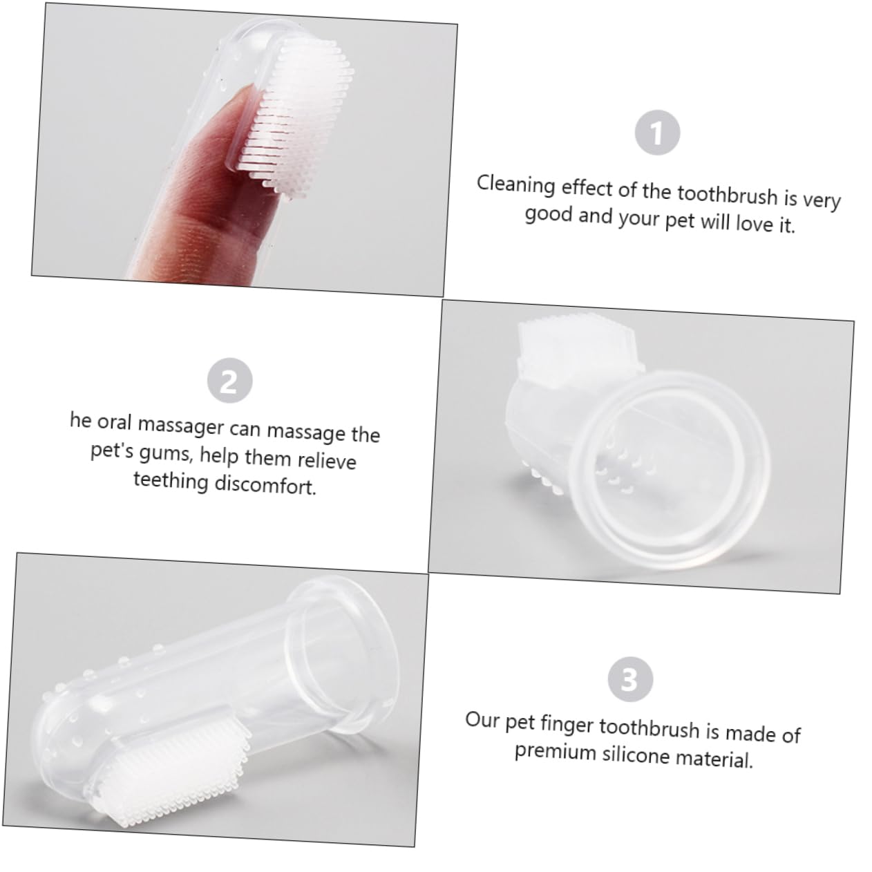 CIYODO Pet Care Kit 20pcs Finger Toothbrushes for Dogs and Cats Silicone Pet Brush Practical