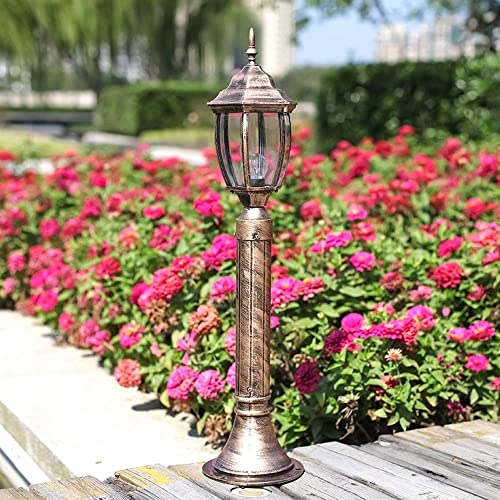 Lámpara de pie para exteriores E27, farola de cristal impermeable y columna de aluminio 5