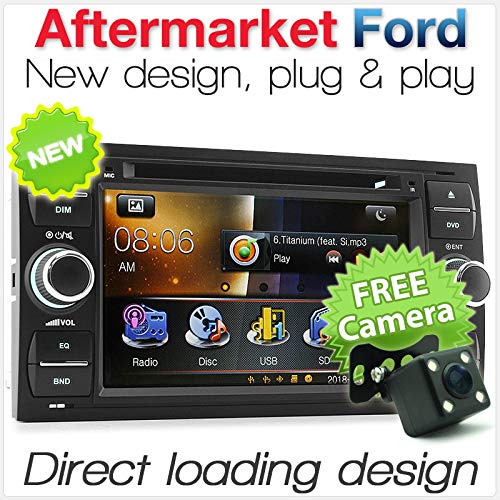Tunez - Reproductor de DVD estéreo para Ford Focus Transit Connect Mondeo Kuga C-MAX S-MAX Galaxy Fiesta Fusion (230 mm x 120 mm, Ancho x Alto)
