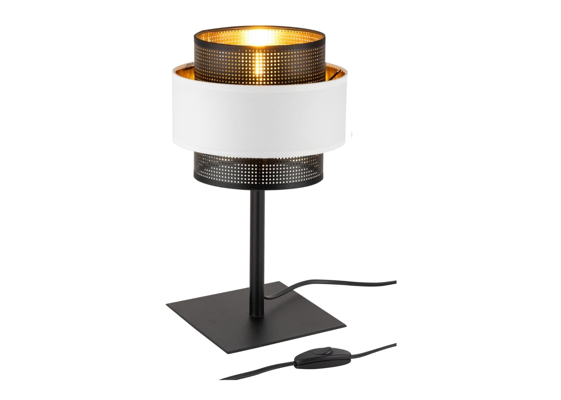 Schreibtischlampe 1-flammig aus PVC und Metall Schwarz Weiß E27 Fassung LED geeignet Lampe für Wohn- und Bürobereiche