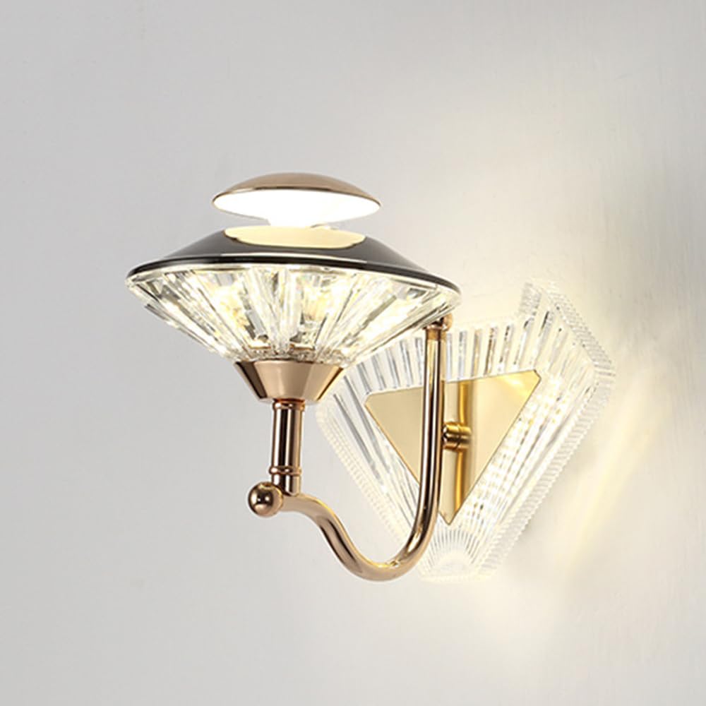 Applique da parete in vetro a strisce creative Lampada da parete moderna a LED dorata Apparecchio di illuminazione per decorazioni di arte contemporanea, 3000K/4000K/6000K regolabile, eleganti