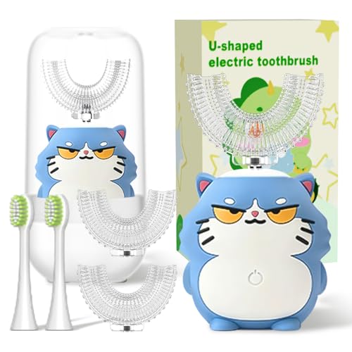 Image of Kids U-Shaped Sonic Electric Toothbrush, Cartoon Design 360 Deep Cleaning, IPX7 Waterproof Auto Toothbrush for Toddlers(2-6 AG)