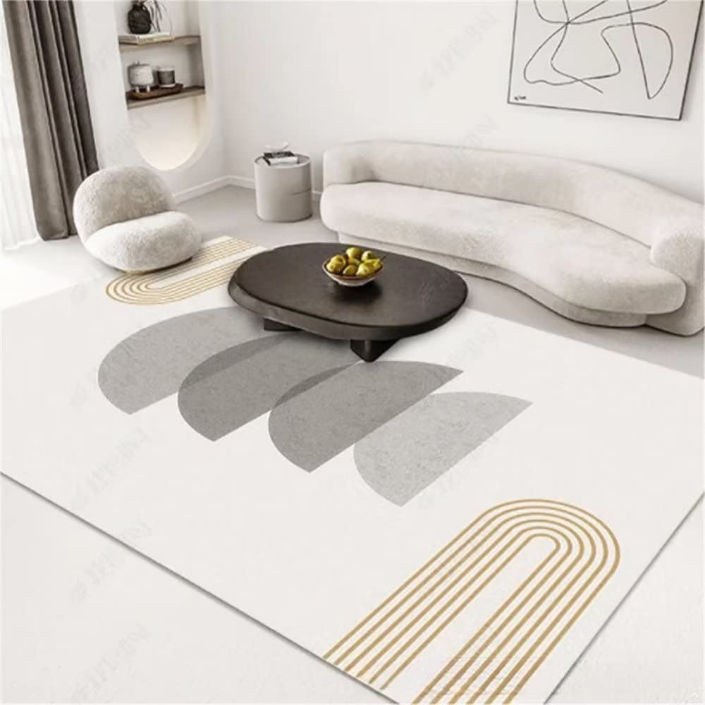 Tapis de salon gris géométrique 160x200 cm antidérapant durable