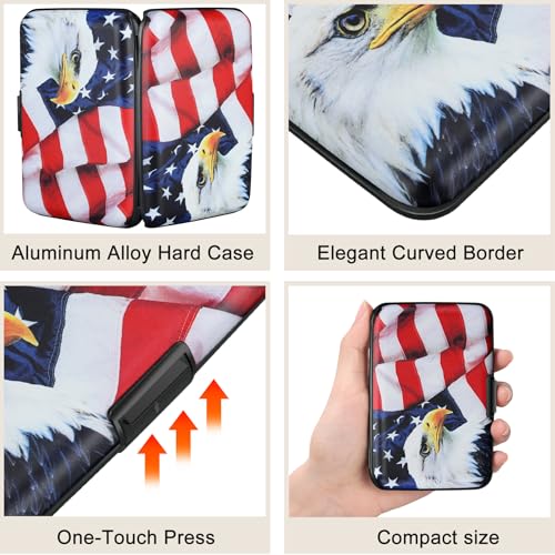 Image of ELFISH Mini RFID Aluminum Wallet Credit Cards Holder Business Card Case Metal ID Case for Men Women(Flag2