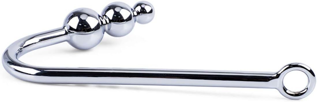 BDSM Metal Anal Hook Butt Plug with Smooth Ball Anal Plug SM Restraints Anal Gay Sex Toys for Man and Woman Adult Games (Length:9.84 inch/25 cm, 3 Balls)