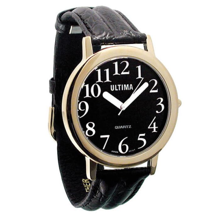 Ultima Low Vision Watch - Black Dial - White Numbers - Leather-Unisex (B000YL9CYK) Amazon Price History, Amazon Price Tracker