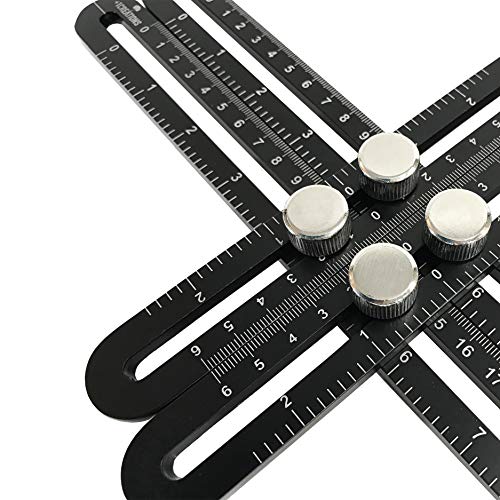 Multi Angle Ruler | Universal Angularizer Ruler | Template Tool [Black Premium Aluminum Edition] by Plus1Creations - Metal Angleizer for Designing and Crafting Projects - Measuring Building and Layout