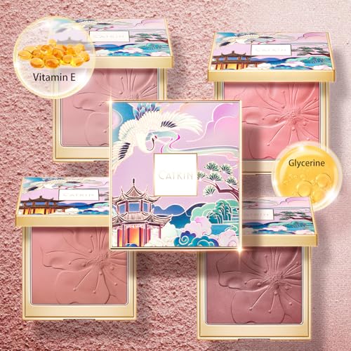 CATKIN Cheek Powder Blush Baked Pink Makeup Blusher Creamy Light Weight Long Lasting Natural flush Finish10g (C09 Midnight) - Image 6