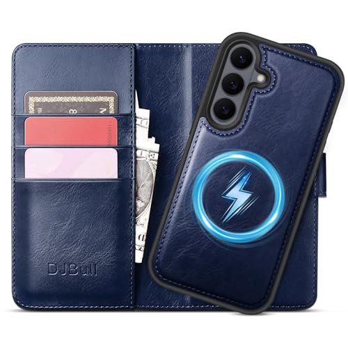 DJBull 2-in-1 Detachable Wallet Case for Samsung Galaxy S26 RFID Blocking Flip Folio with Card Holder | PU Leather Shockproof Protective Cover Women Men for Samsung S26 Phone Case Blue