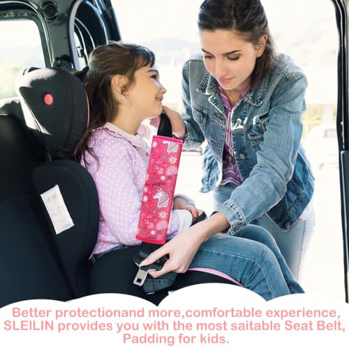 Image of Seat Belt Cover for Kids, Seat Belt Pad for Boys Girls, Car Seat Straps Shoulder Pads for Kids, Kid's Seat Belt Cushion, Shoulder Strap Pad, 1 Piece (Unicorn Love)