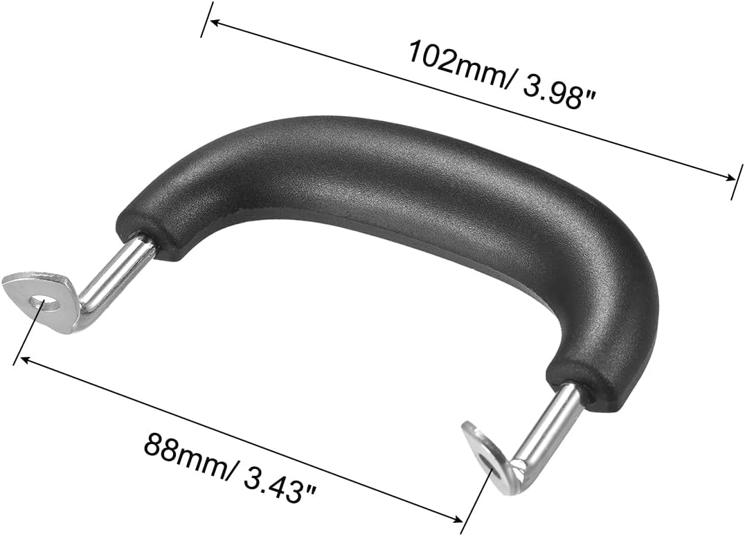 MECCANIXITY Pot Side Handle Replacement for Stainless Steel Pan Steamer Frying Pot Handle Black Silver Tone 102 x 88mm Pack of 2